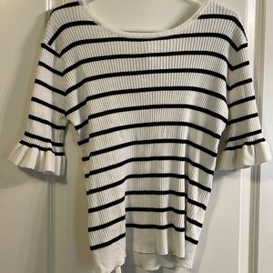Black and White striped light weight sweater